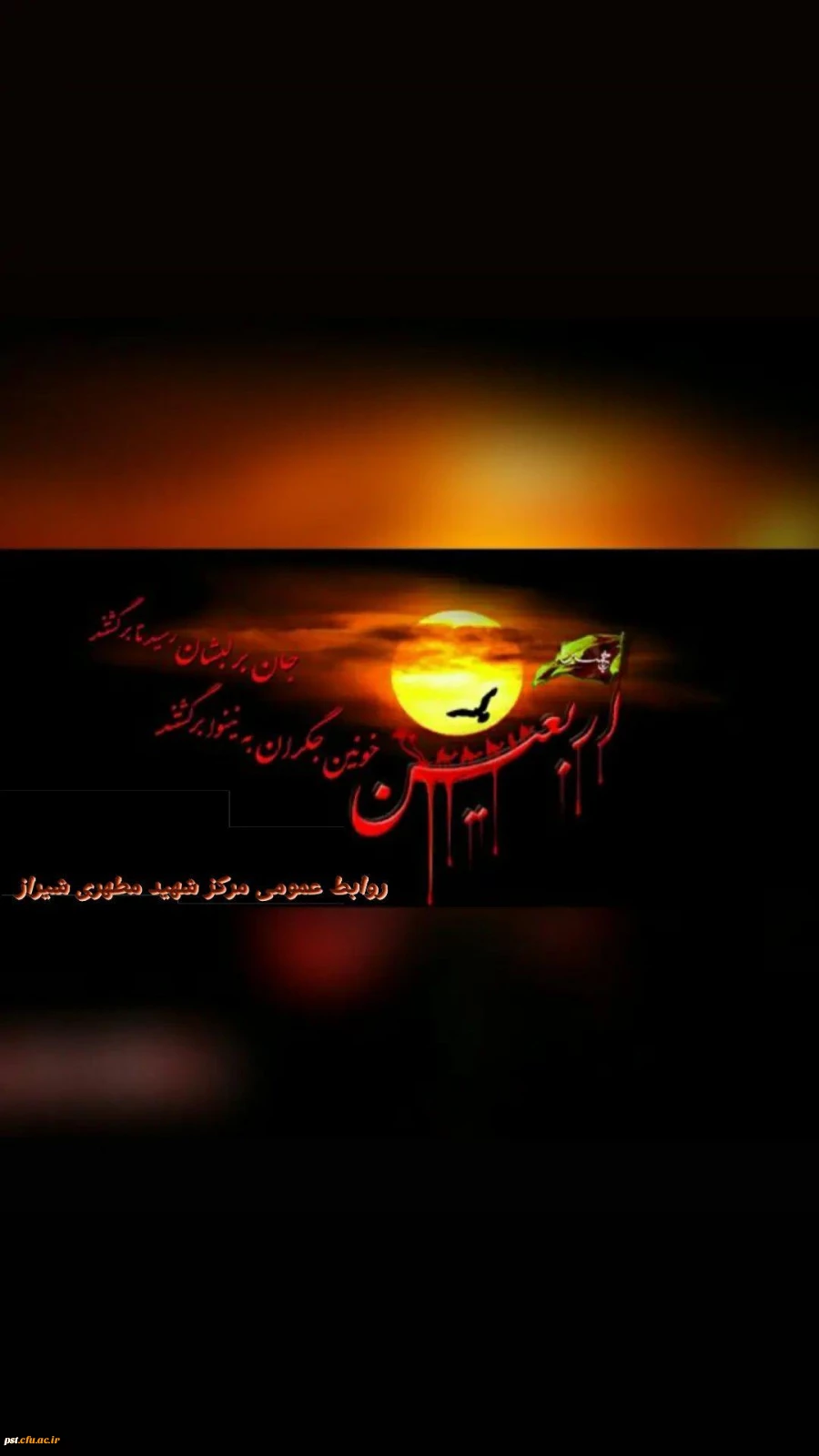  فرا رسیدن اربعین سید و سالار شهیدان، حضرت اباعبدالله الحسین (ع) و لاله های عاشوراییِ کربلا بر محبان حضرتش تسلیت و تعزیت باد. 2