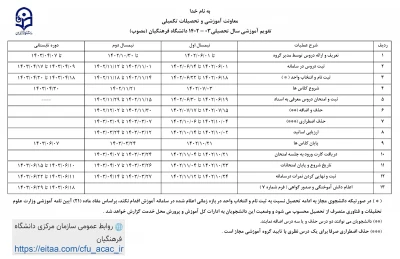 تقویم آموزشی سال تحصیلی 1403-1402 دانشگاه فرهنگیان