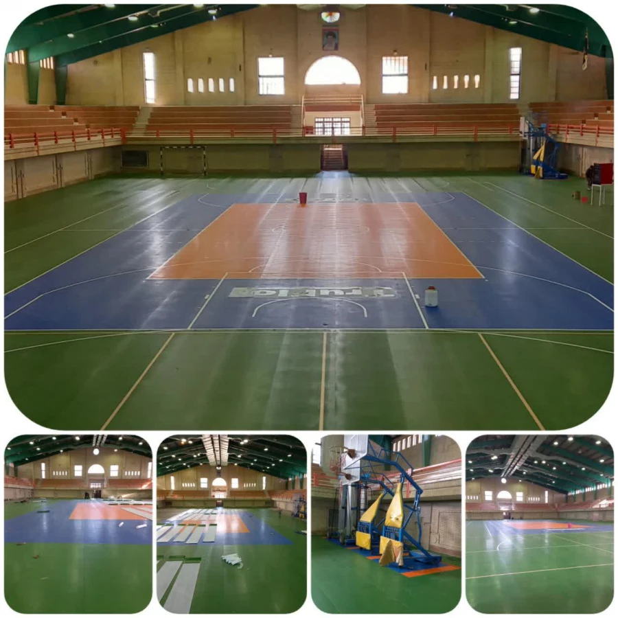 پایان نصب کف پوش سالن ورزشی